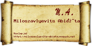 Miloszavlyevits Abiáta névjegykártya